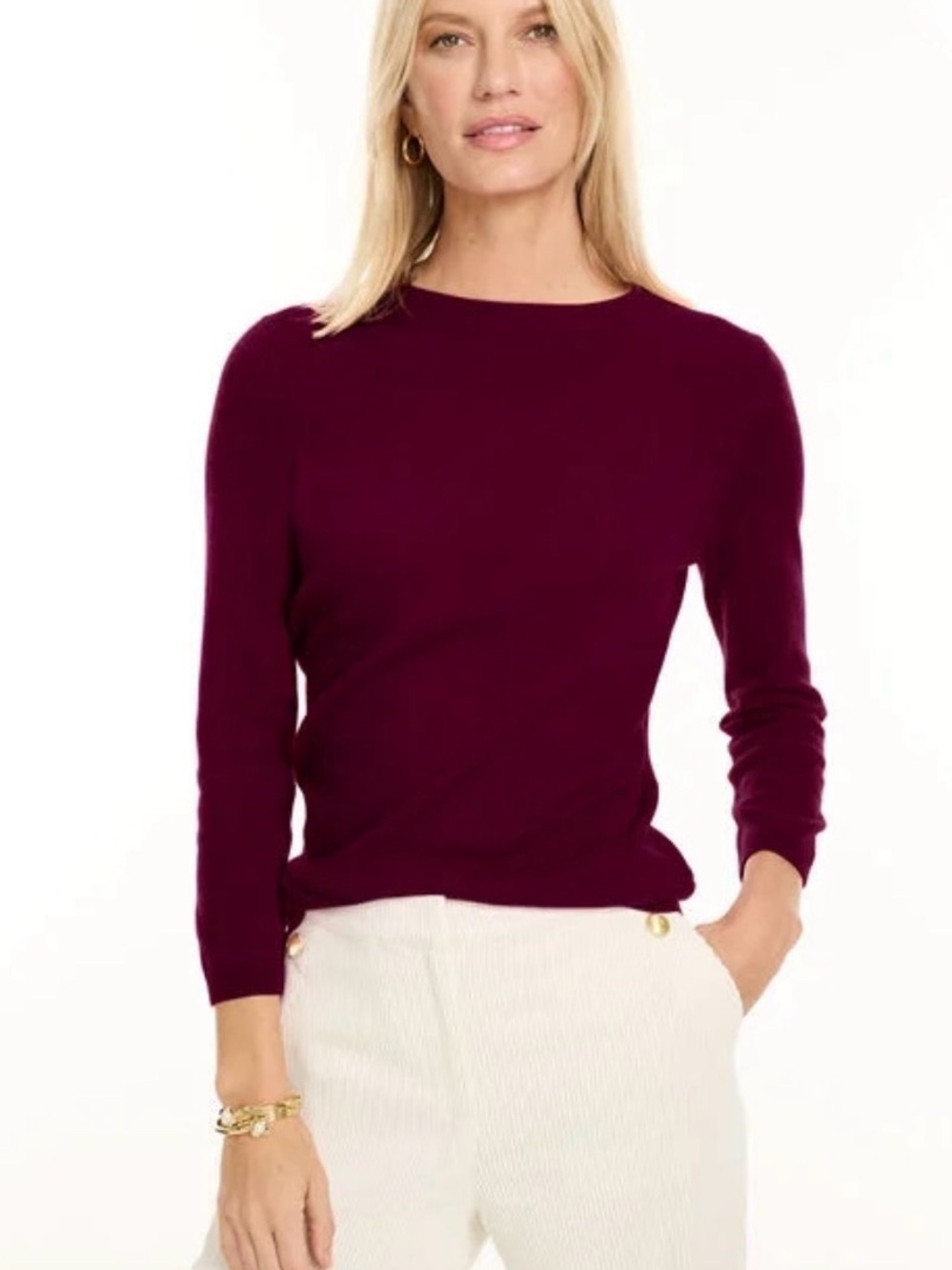100% Cashmere Talbots Crewneck Sweater - Burgundy